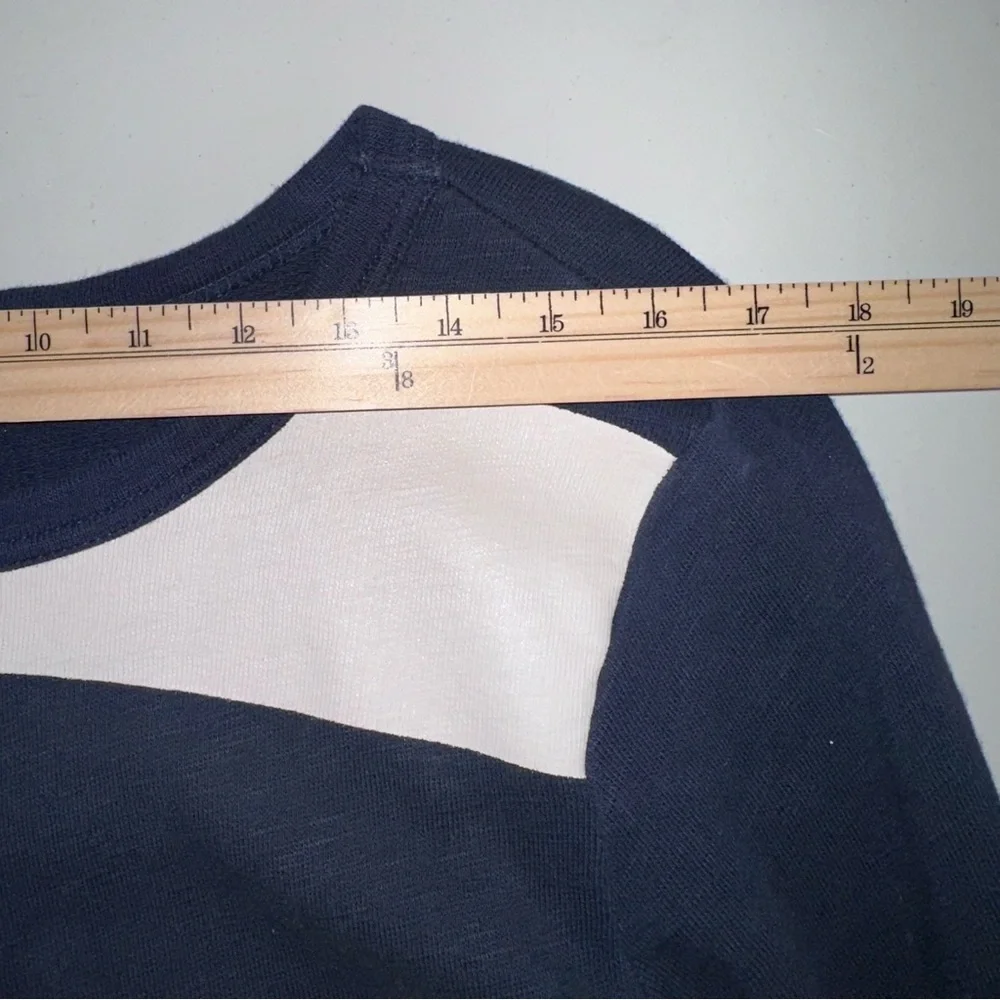 J Crew French Terry Pullover Top Navy White Bold‎ Stripes Side Zipper Nautical M